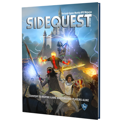 The front cover of the SIDEQUEST Year 2 annual which depicts 4 adventurers fighting a horde of undead in front of a castle in the background. 